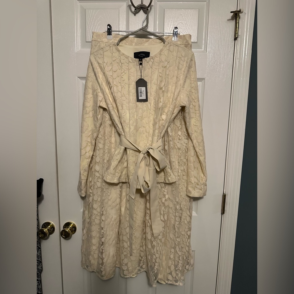 Ivory Lace Maxi Skirt with Tie Waist